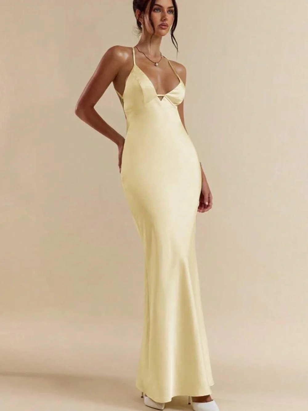 shein dresses silk Shein Dresses | Nwt Shein Dress | Color: Yellow | Size: Xs